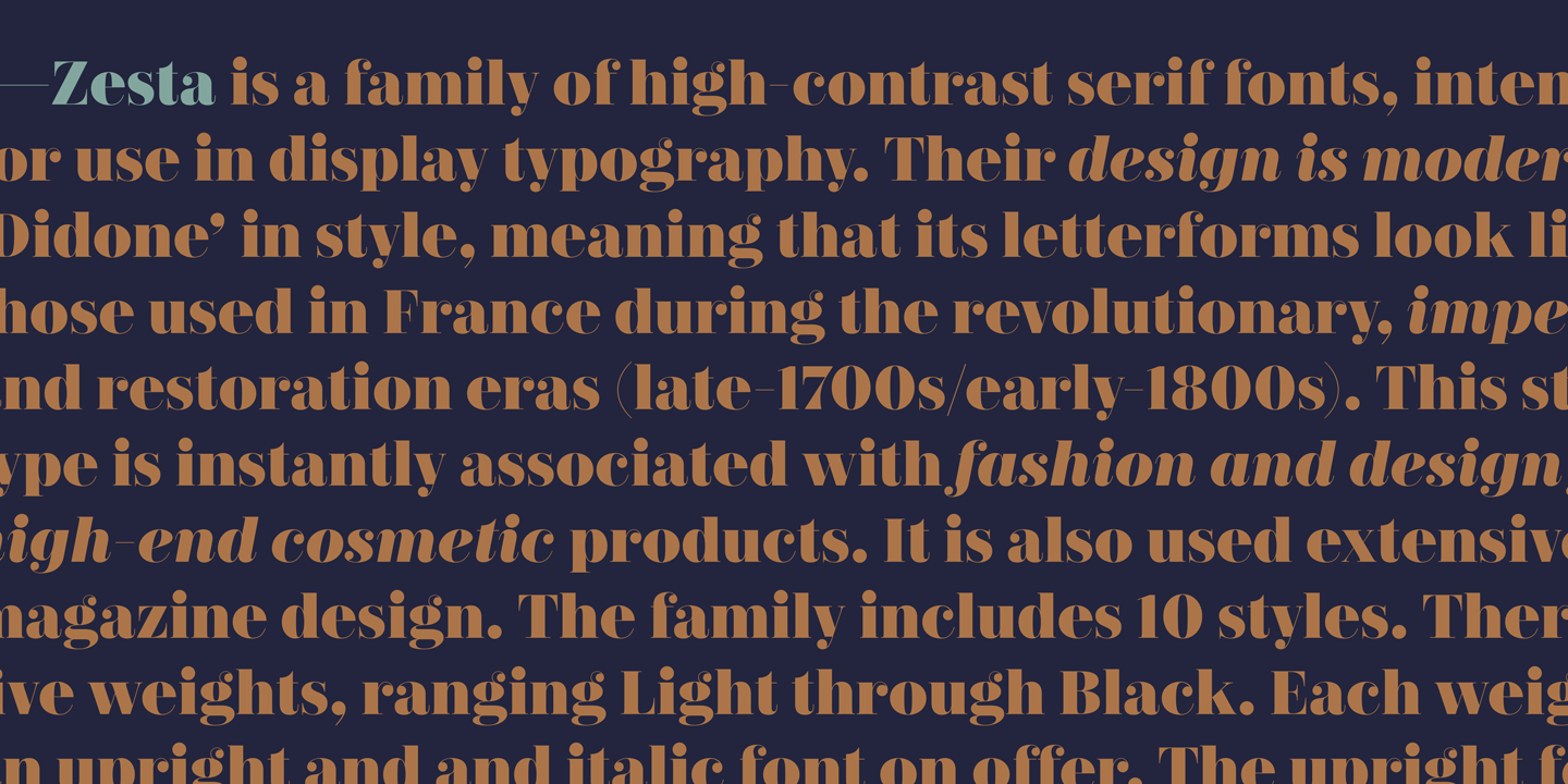 Ejemplo de fuente Zesta Black Italic